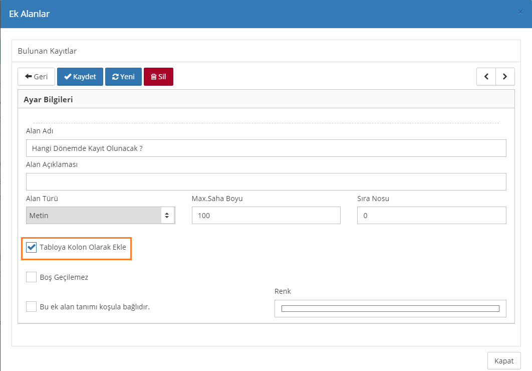 Potansiyel ve Fırsat Modülünde ek alan yaratmak